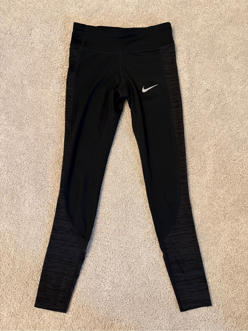 Nike Black Athletic Leggings with Reflective Swoosh